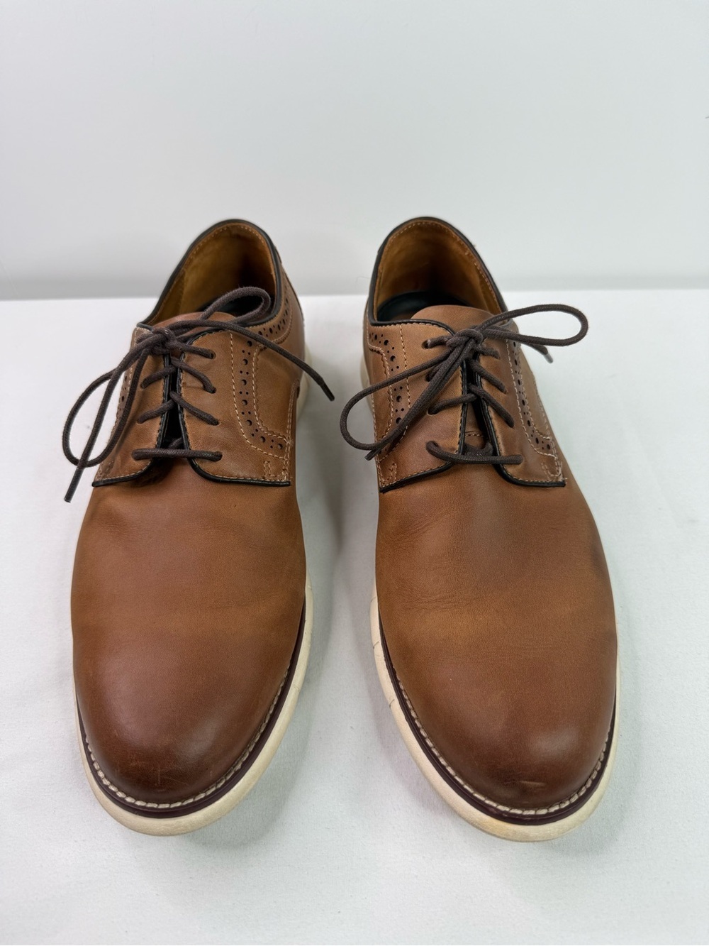 Johnston & Murphy Holden Plain Toe Oxford Shoes Tan Oiled Size 8.5